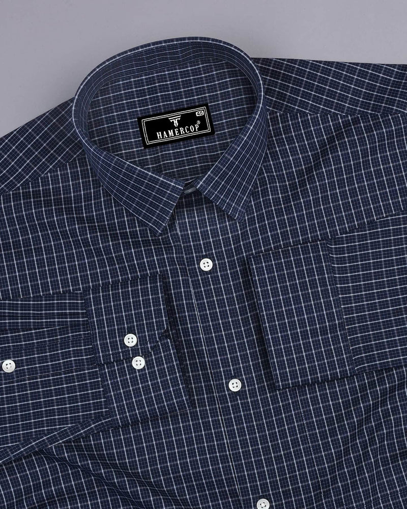 Delson Navyblue With White Check Premium Cotton Shirt