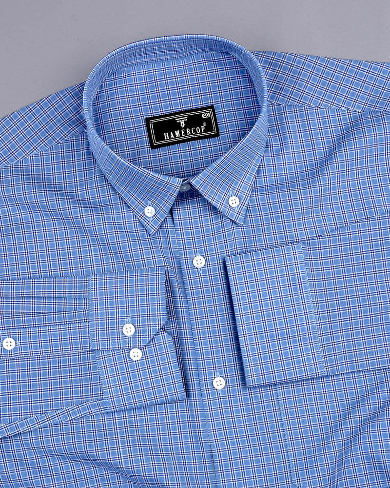 Margret Blue Formal Check Cotton Shirt