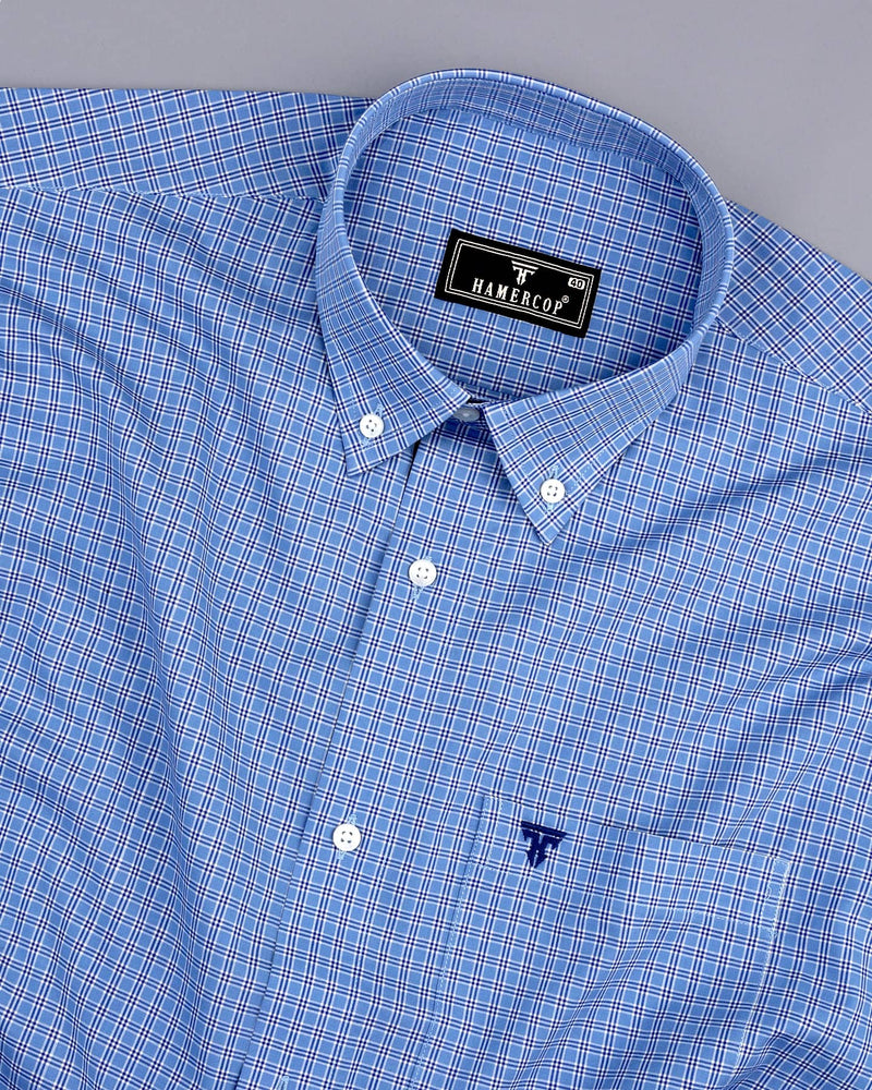 Margret Blue Formal Check Cotton Shirt