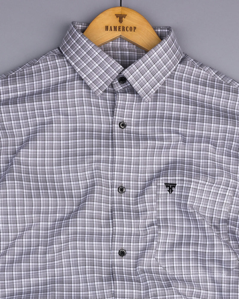 Concrete Gray Twill Check Premium Cotton Shirt