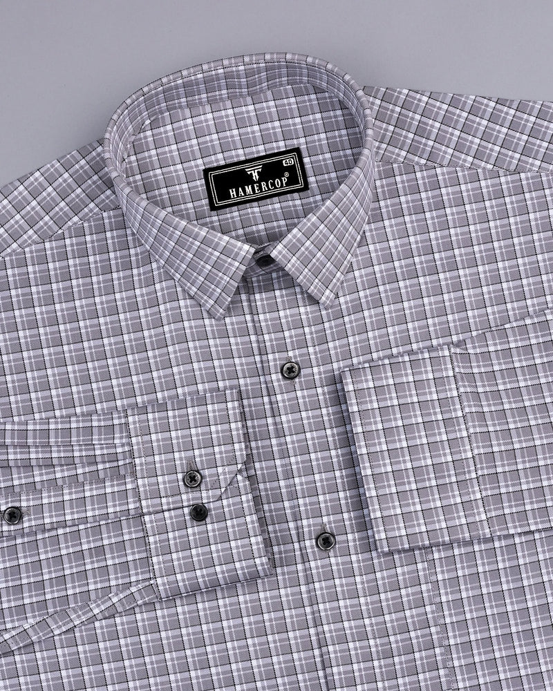 Concrete Gray Twill Check Premium Cotton Shirt