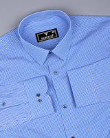 Mardin Blue With White Stripe Diamond Texture Cotton Shirt