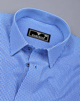 Mardin Blue With White Stripe Diamond Texture Cotton Shirt