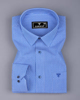 Mardin Blue With White Stripe Diamond Texture Cotton Shirt