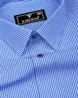 Mardin Blue With White Stripe Diamond Texture Cotton Shirt