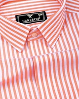 Alfa Orange With White Bengal Stripe Oxford Cotton Shirt