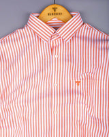 Alfa Orange With White Bengal Stripe Oxford Cotton Shirt