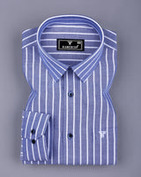 Lapis NavyBlue With White Stripe Oxford Cotton Shirt