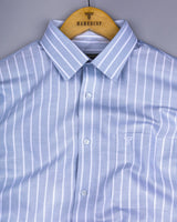 Lapis Gray With White Stripe Oxford Cotton Shirt