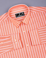 Lapis Orange With White Stripe Oxford Cotton Shirt