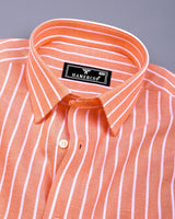 Lapis Orange With White Stripe Oxford Cotton Shirt