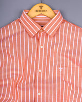 Lapis Orange With White Stripe Oxford Cotton Shirt