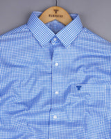 Canary Blue Houndstooth Amsler Dobby Cotton Shirt