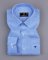 Canary Blue Houndstooth Amsler Dobby Cotton Shirt