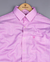 Canary Pink Houndstooth Amsler Dobby Cotton Shirt