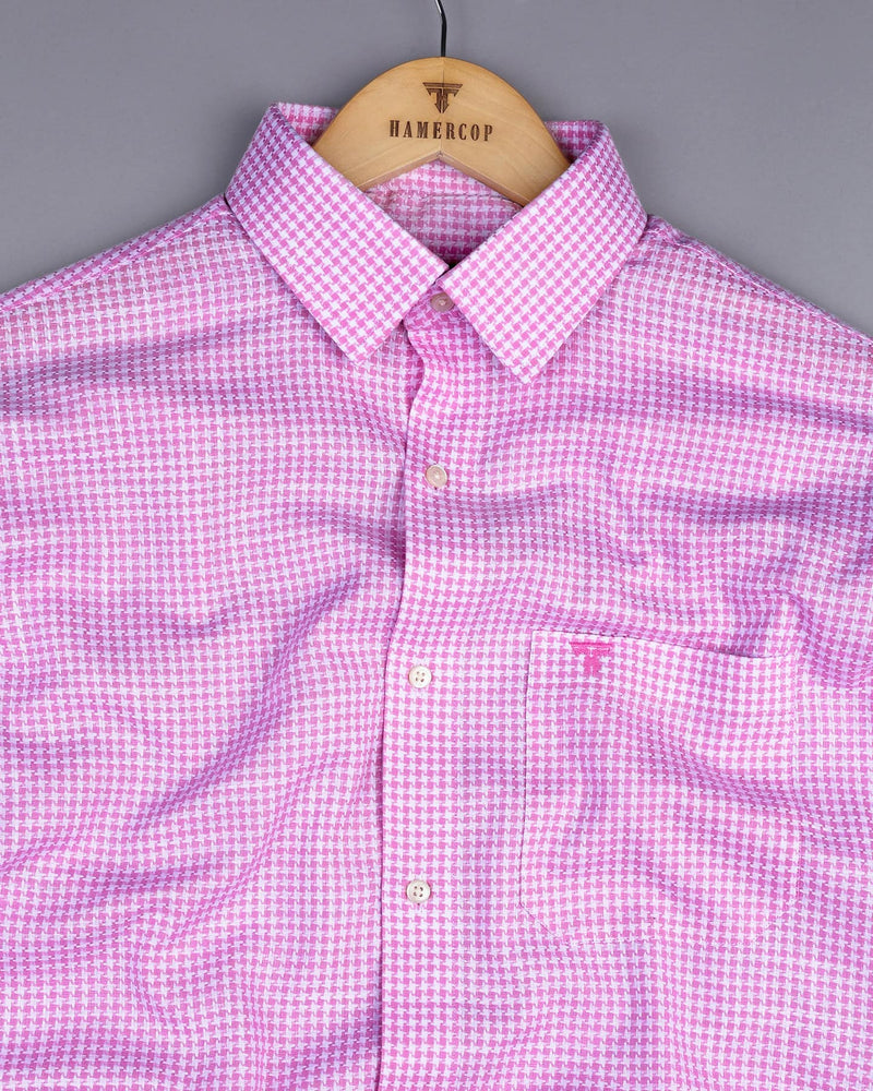 Canary Pink Houndstooth Amsler Dobby Cotton Shirt