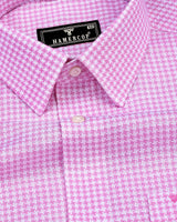 Canary Pink Houndstooth Amsler Dobby Cotton Shirt