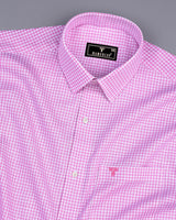 Canary Pink Houndstooth Amsler Dobby Cotton Shirt