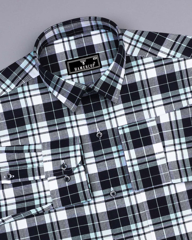 Brussel Black With White Dobby Check Cotton Shirt