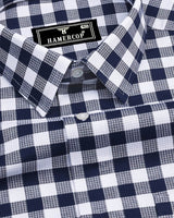 Zenica Blue With White Dobby Check Cotton Shirt