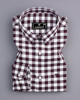 Zenica Wine With White Dobby Check Cotton Shirt