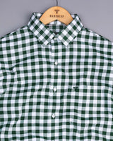 Zenica Green With White Dobby Check Cotton Shirt