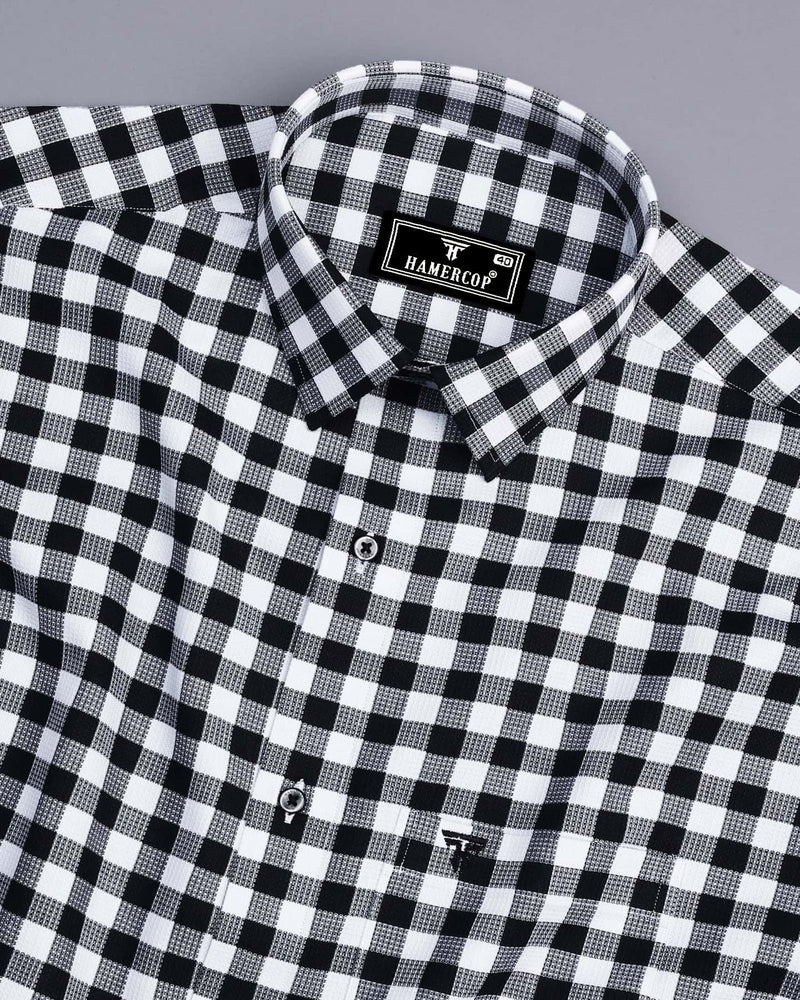 Zenica Black With White Dobby Check Cotton Shirt