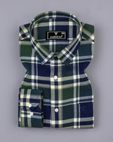 Rifle Green With Navyblue Multicolor Check Dobby Cotton Shirt