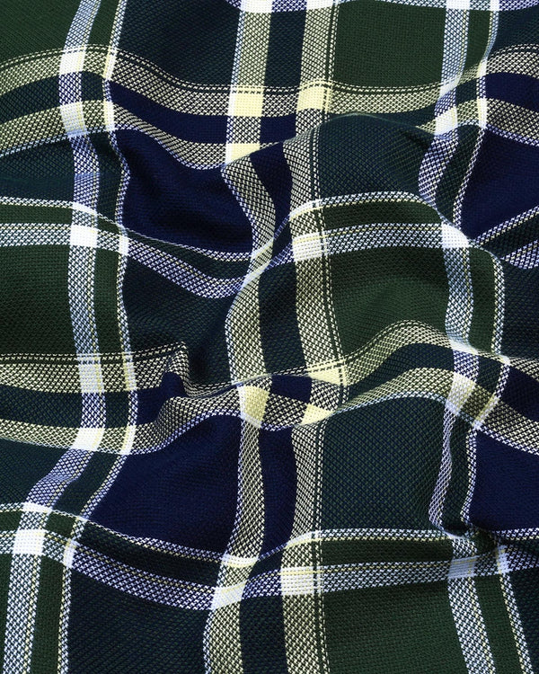 Rifle Green With Navyblue Multicolor Check Dobby Cotton Shirt