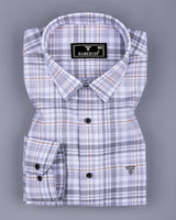 Milot Gray With White And Cream Check Dobby Cotton Shirt