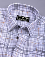 Milot Gray With White And Cream Check Dobby Cotton Shirt