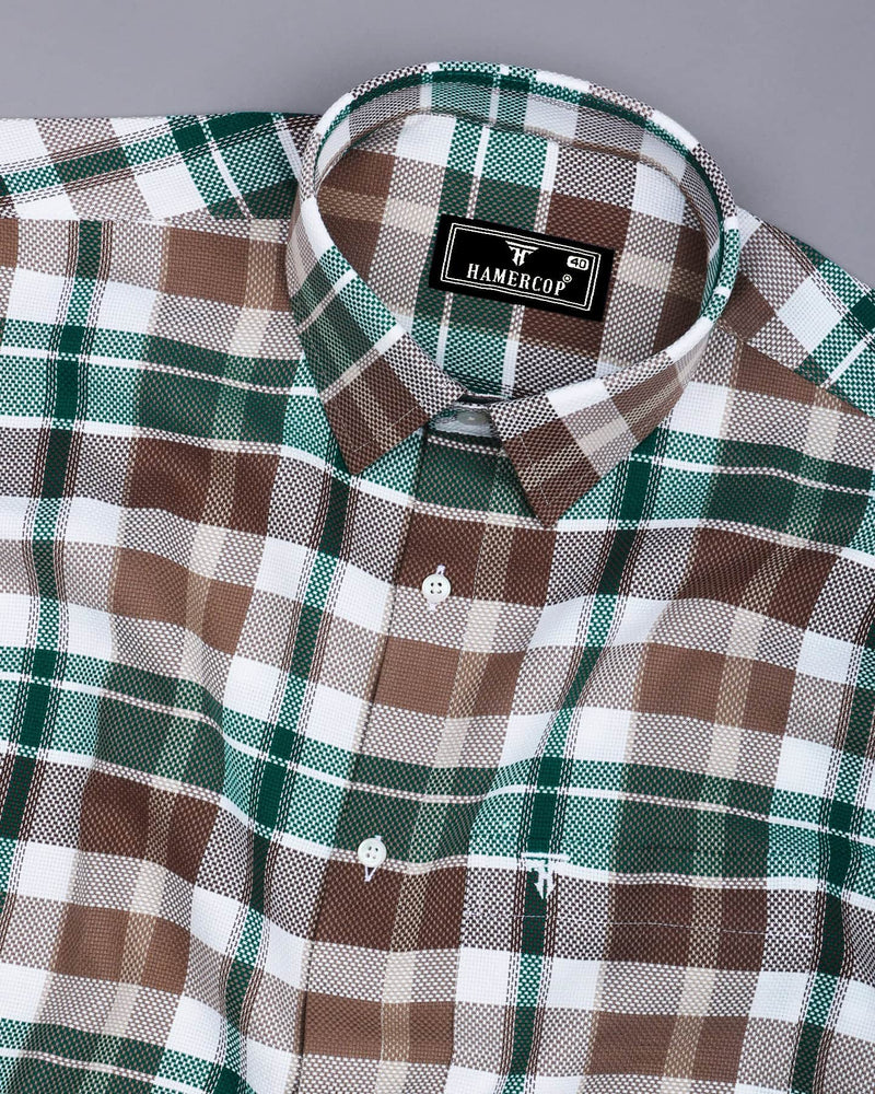 Swindon Green Multicolor Check Dobby Cotton Shirt