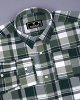 Pomaz Green Multicolor Check Dobby Cotton Shirt