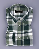 Pomaz Green Multicolor Check Dobby Cotton Shirt