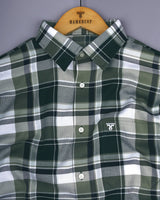 Pomaz Green Multicolor Check Dobby Cotton Shirt