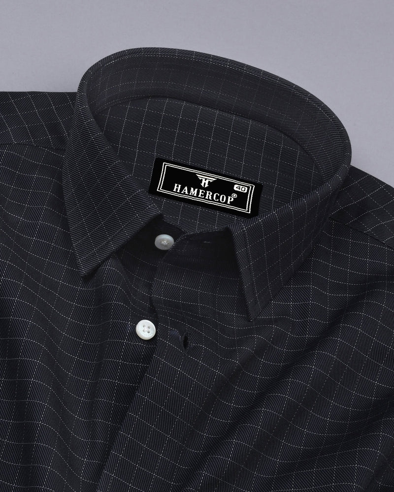 Aranos Black With Cream Check Premium Giza Shirt