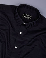 Black Self Weft Stripe Dobby Cotton Shirt