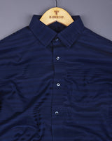 Galaxy Blue Self Weft Stripe Dobby Cotton Shirt