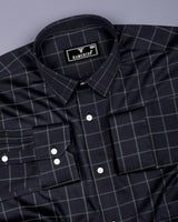 Monor Green With Black Check Premium Cotton Shirt