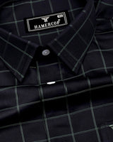 Monor Green With Black Check Premium Cotton Shirt