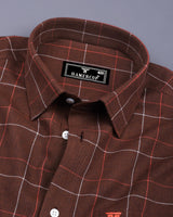 Chocolate Brown Plaid Flannel Twill Check Cotton Shirt