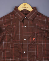 Chocolate Brown Plaid Flannel Twill Check Cotton Shirt