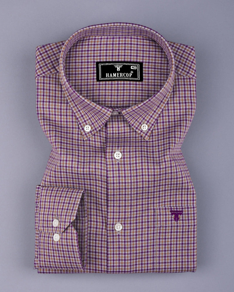 Mitzic Purple With Mustard Plaid Flannel Twill Check Shirt