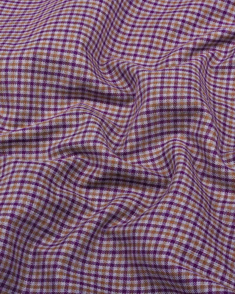 Mitzic Purple With Mustard Plaid Flannel Twill Check Shirt