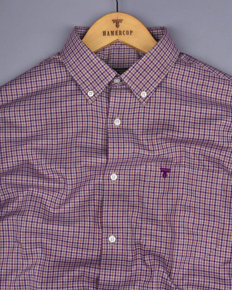 Mitzic Purple With Mustard Plaid Flannel Twill Check Shirt