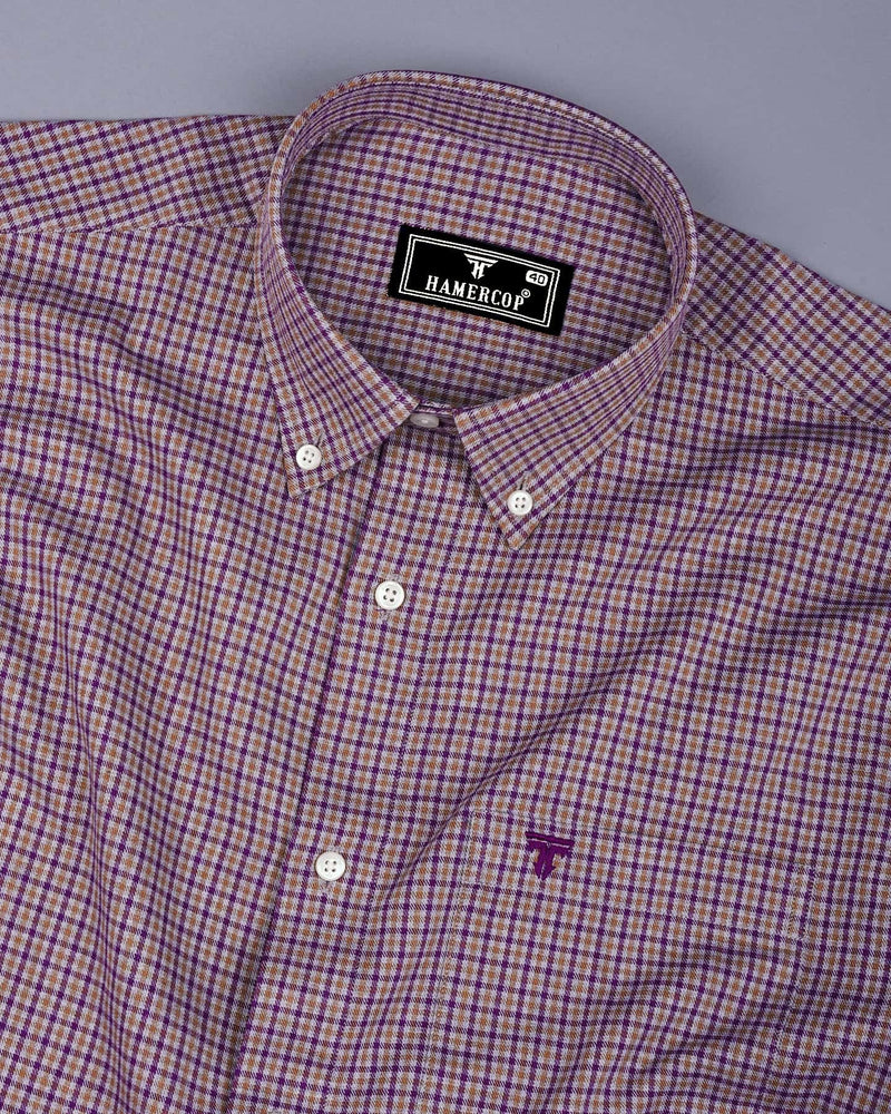 Mitzic Purple With Mustard Plaid Flannel Twill Check Shirt