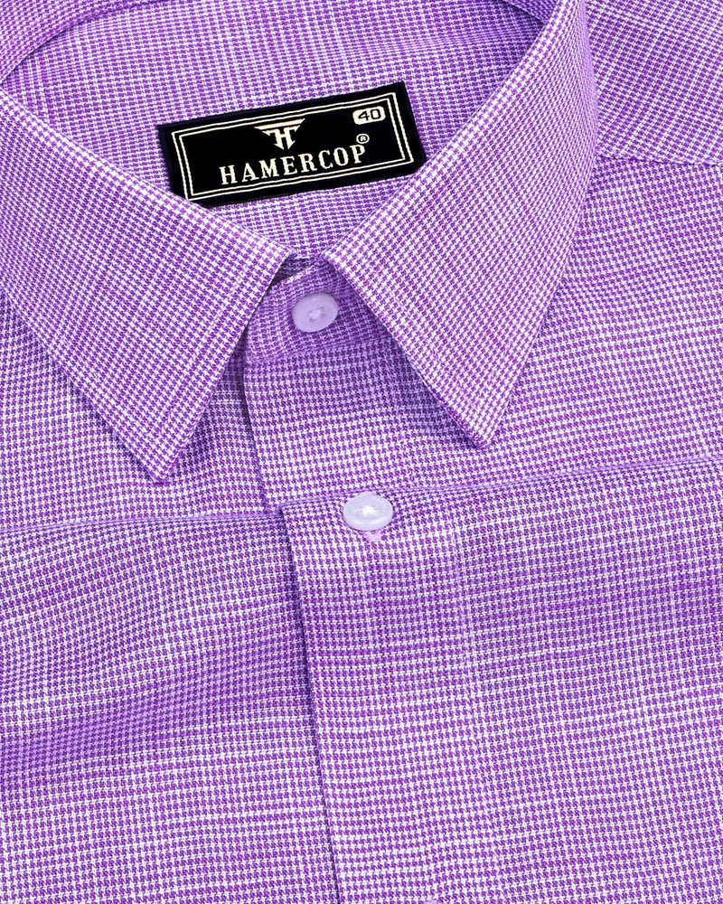 Opsin Purple Houndstooth Check Amsler Cotton Shirt