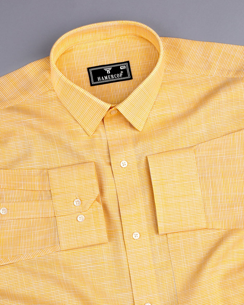 Opsin Yellow Houndstooth Check Amsler Cotton Shirt