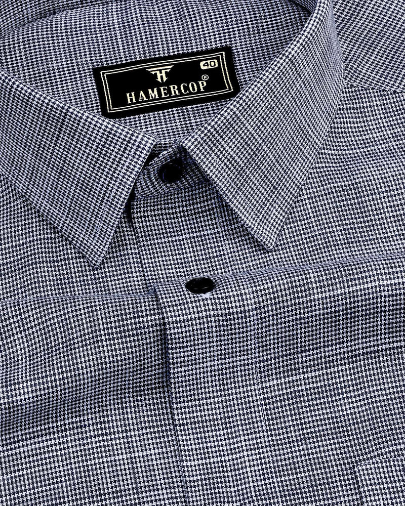 Opsin Black Houndstooth Check Amsler Cotton Shirt