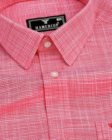 Opsin Cranberry Pink Houndstooth Check Amsler Cotton Shirt